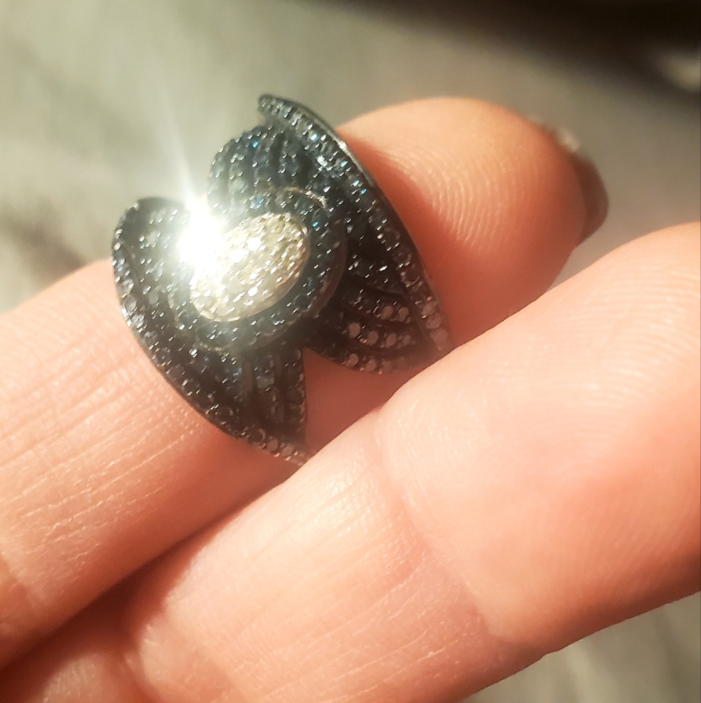 HSN vintage Blue Diamond irridiated statement ring.